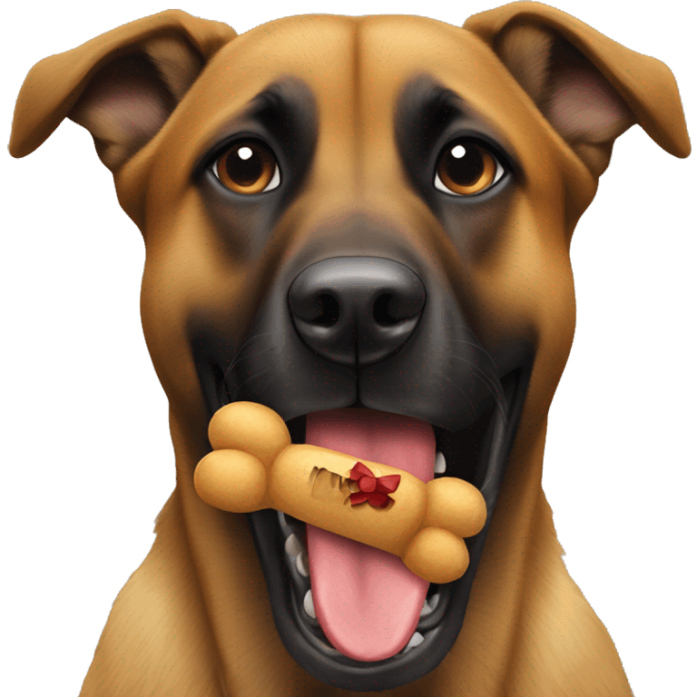 Belgian malinois holding a teddy bear in his mouth emoji