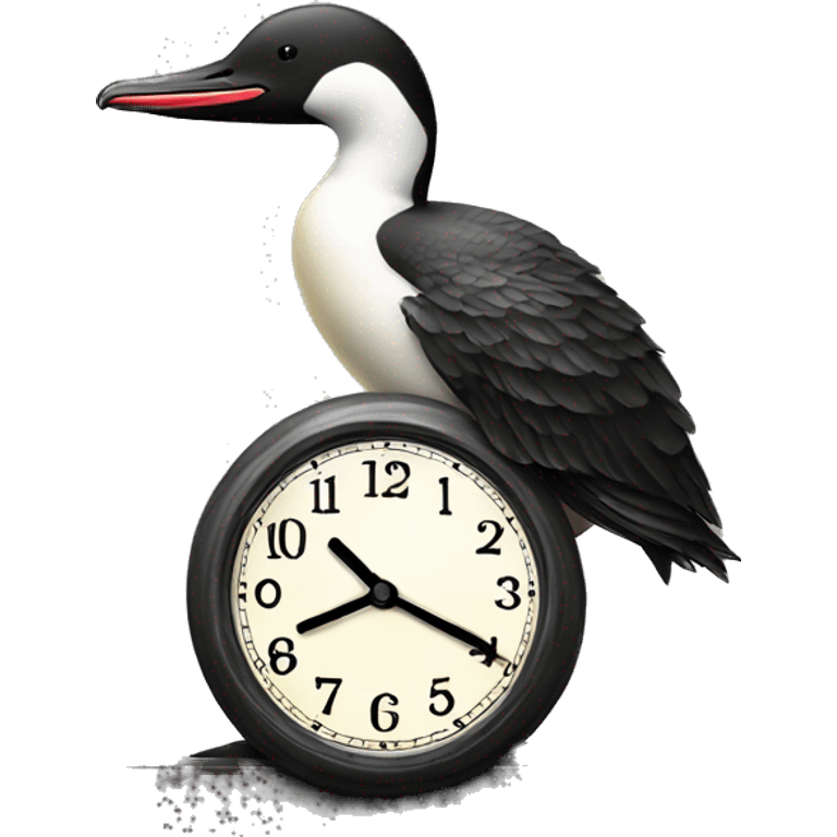 Loon standing on clock emoji