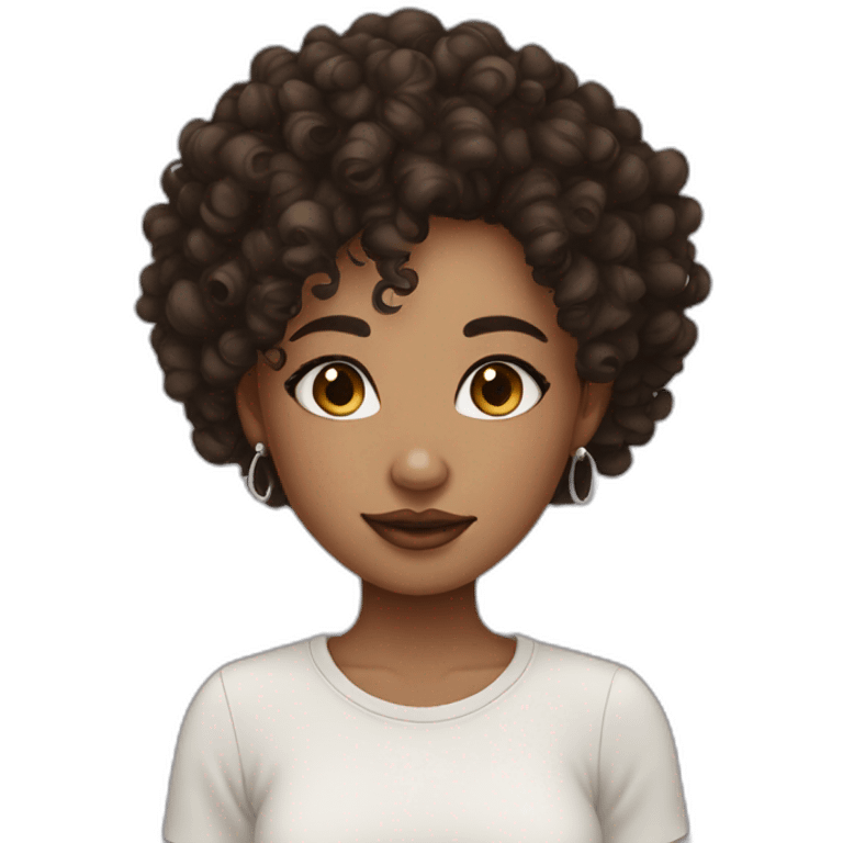 girl curly dark hair, septum earring emoji