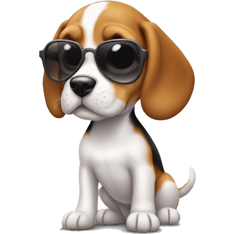 Little beagle puppy with small sunglasses  emoji