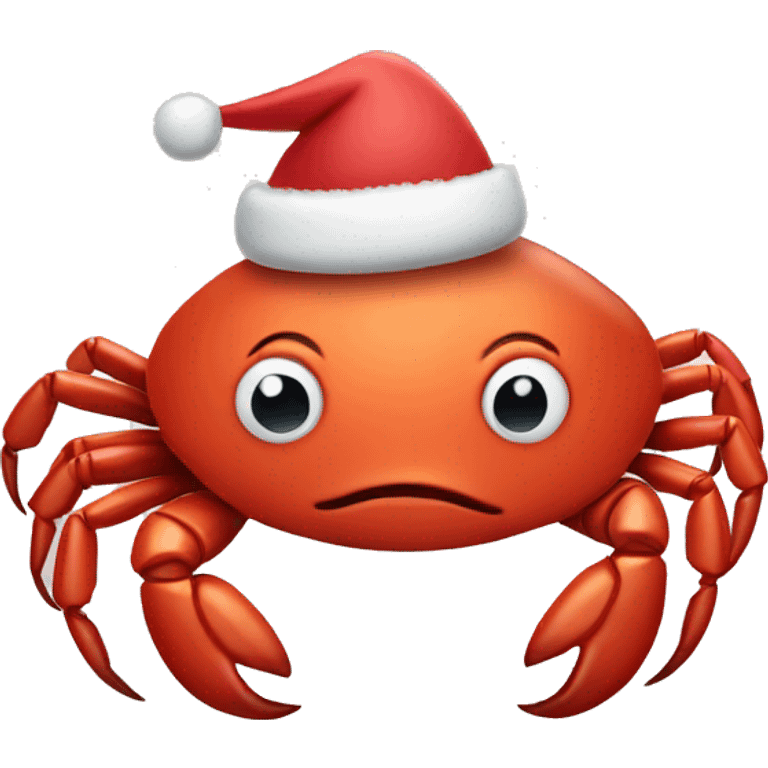 Crab wearing Christmas hat emoji