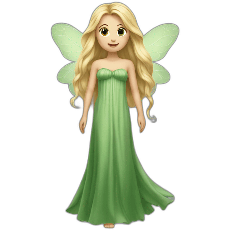 Complete Fairy with long blond hair and green long dress emoji