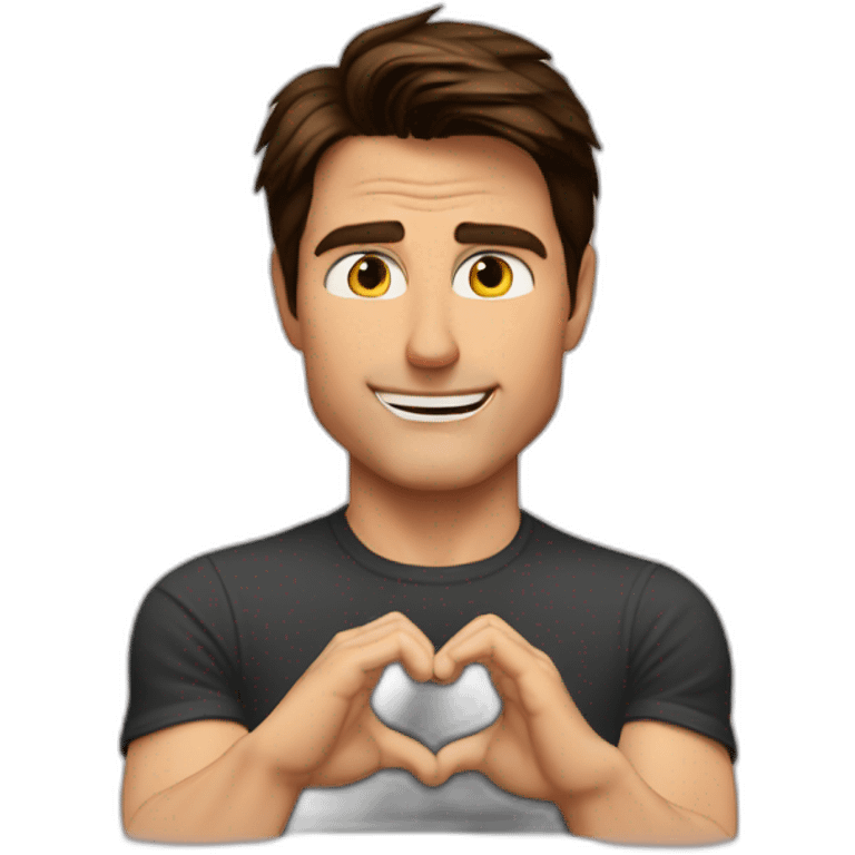 Tom cruise do a heart with his hands emoji