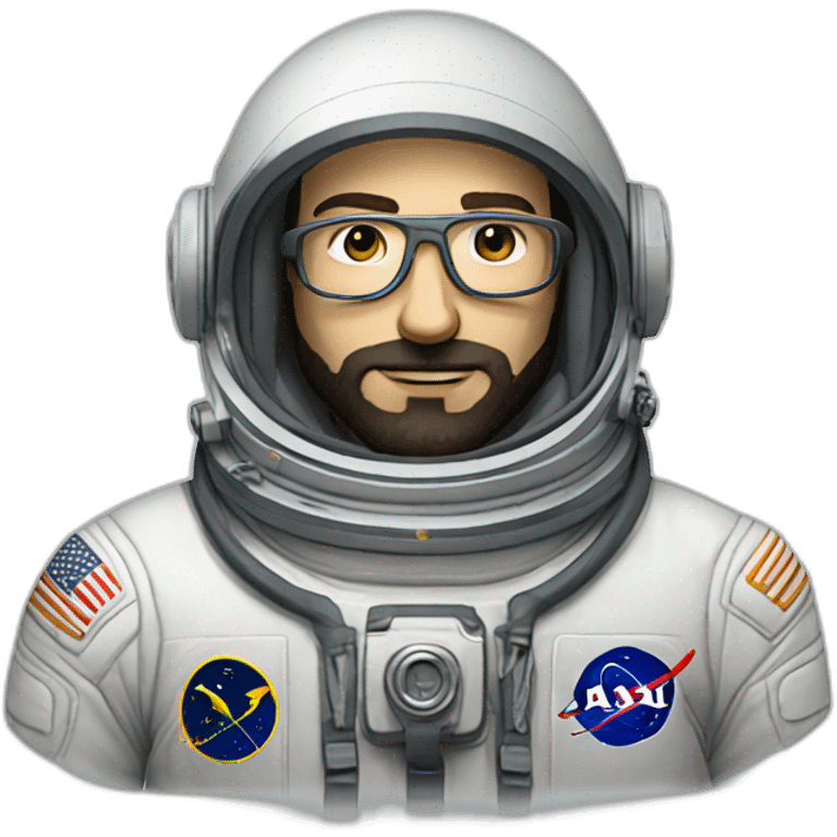 caucasian dark-bearded astronaut with white-glasses emoji