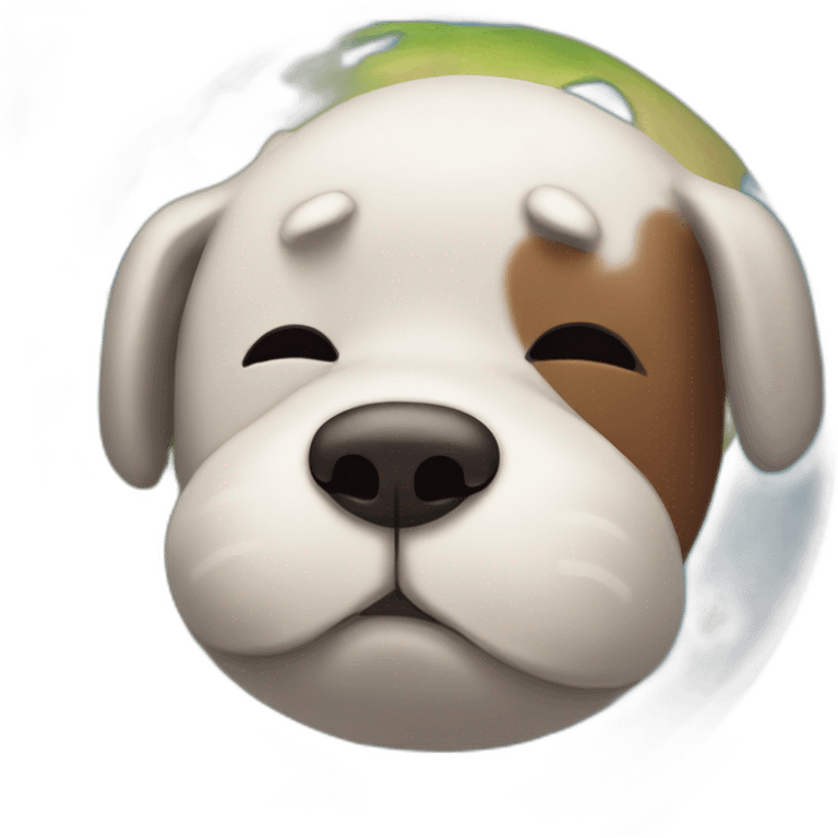 planet Earth with a cartoon sleepy dog face emoji