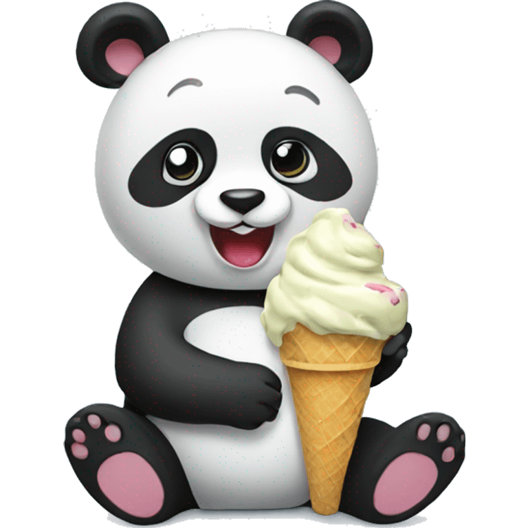 Panda eating ice cream emoji