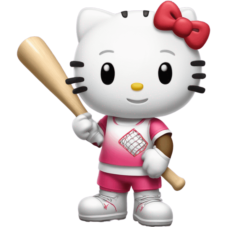 cartoon character hello kitty holding abaseball bat emoji