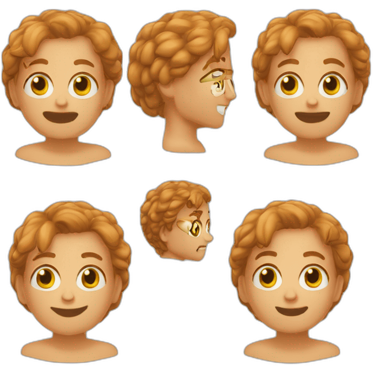 Crie uma moça ruiva de olhos castanhos sorrindo  emoji