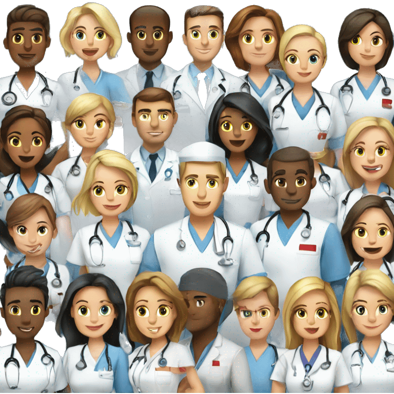 Group photo 11 female nurses one male nurse emoji