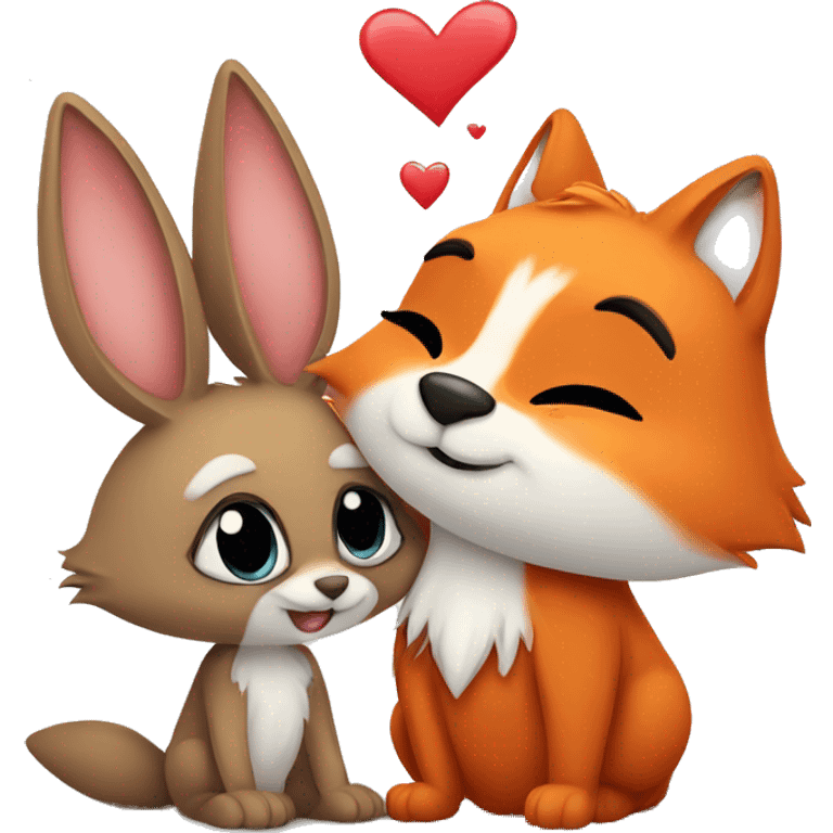 Bunny and fox in love emoji