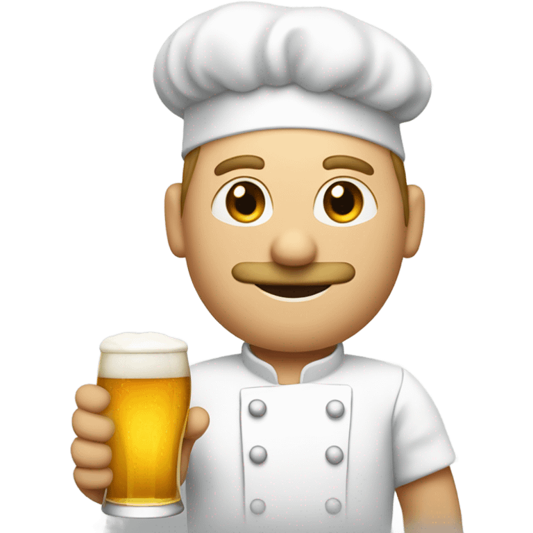 White chef holding a beer in right hand and a golfclub in left hand emoji