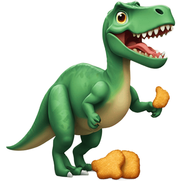 dinosaur holding a dino chicken nugget emoji