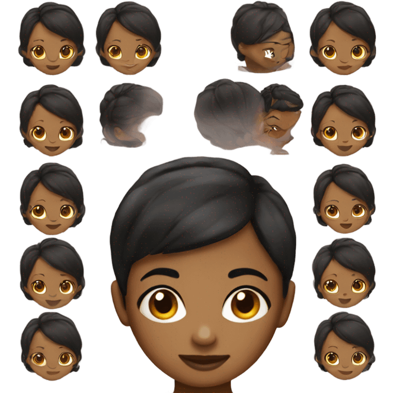 brown skin girl with a pixie cut (black hair) emoji