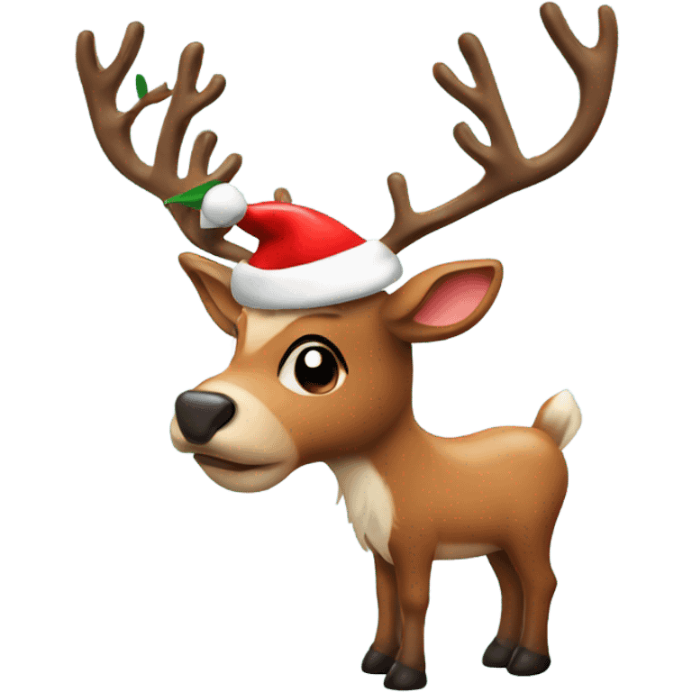 reindeer with santa hat emoji