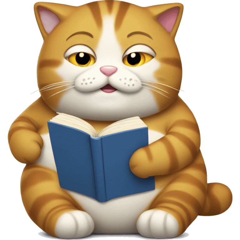 Fat cat holding book emoji