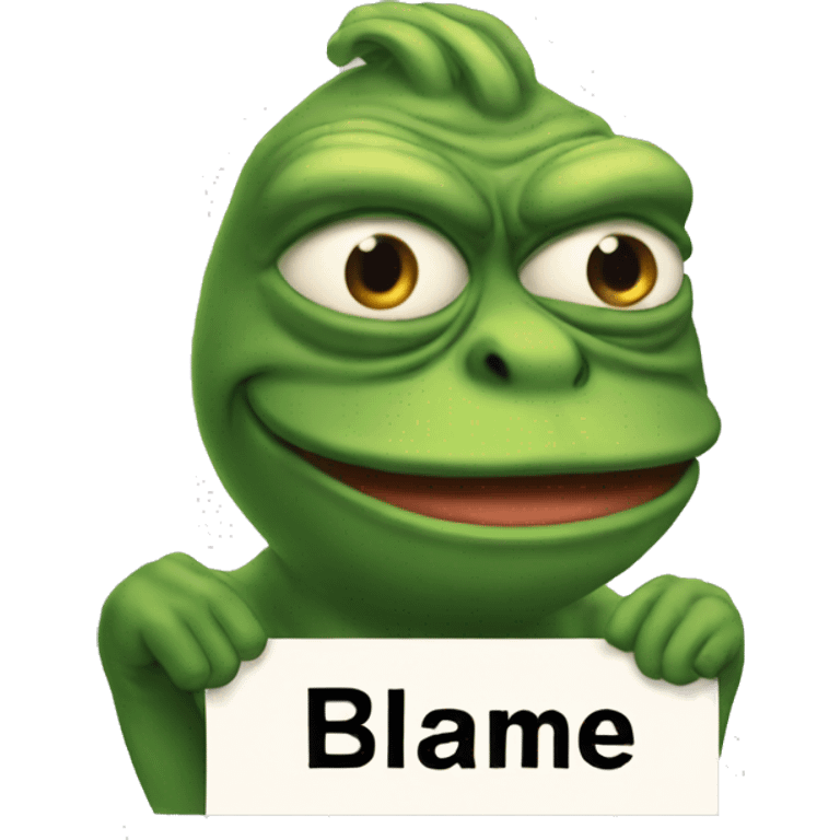 pepe holding sign says Blame King emoji