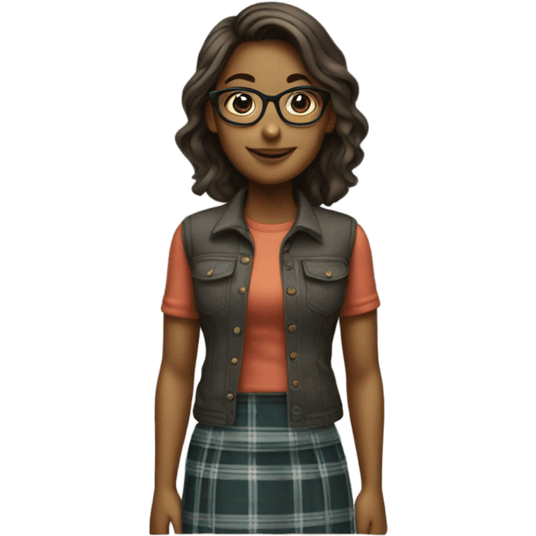 Female student with glasses and plaid skirt emoji