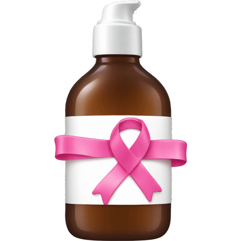  around a bottle of skincare Pink ribbon emoji