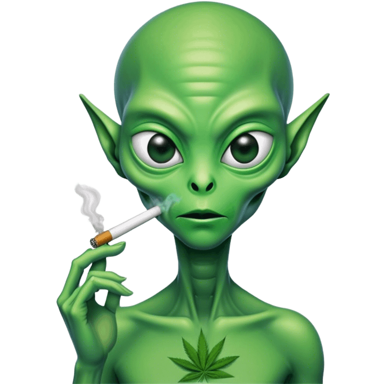 alien smoking weed emoji