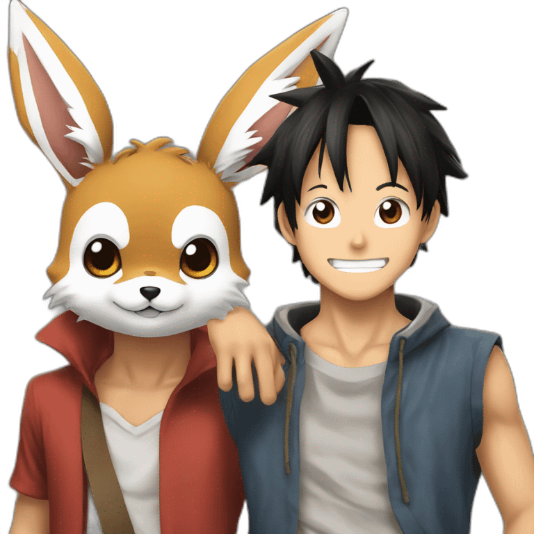 Luffy and Eevee emoji