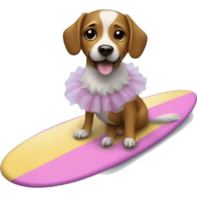 dog surfing in a tutu emoji