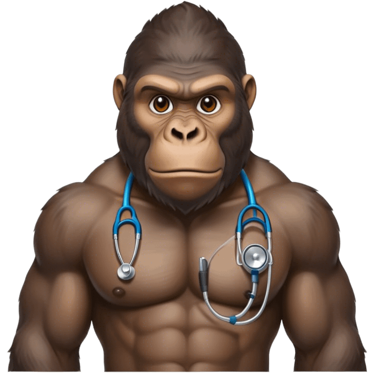 super buff gorilla WITH STETHOSCOPE emoji