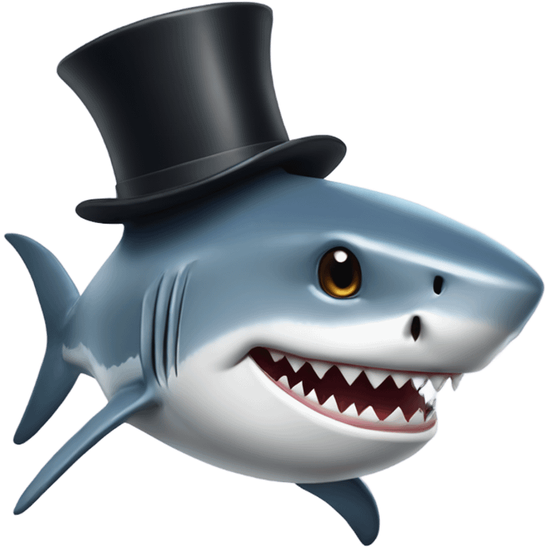 Shark with a top hat emoji