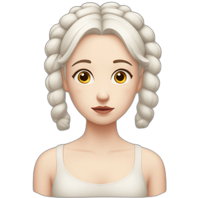 sad girl with pale skin and white hair in two buns emoji