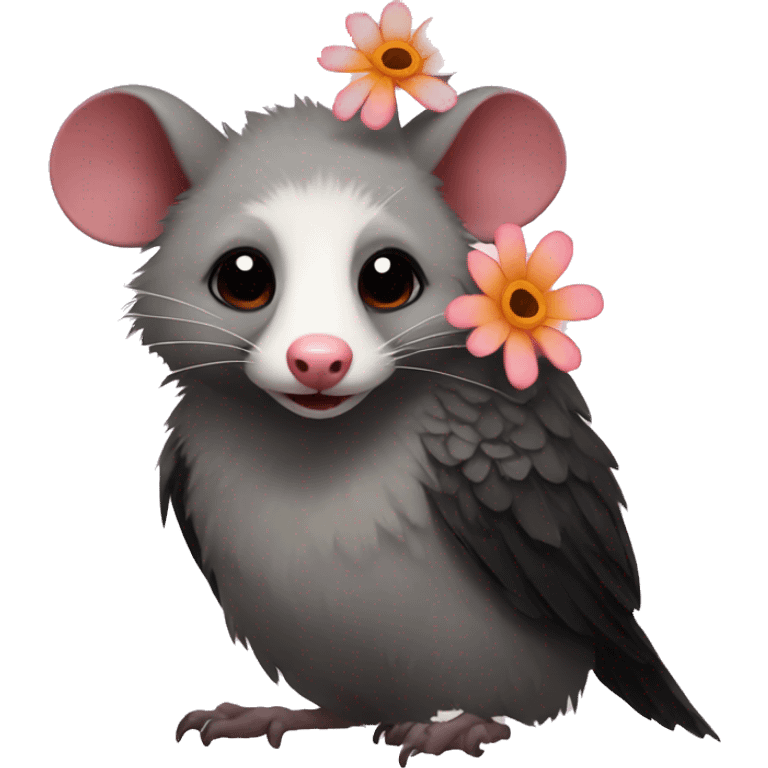 Possum with flower crow  emoji