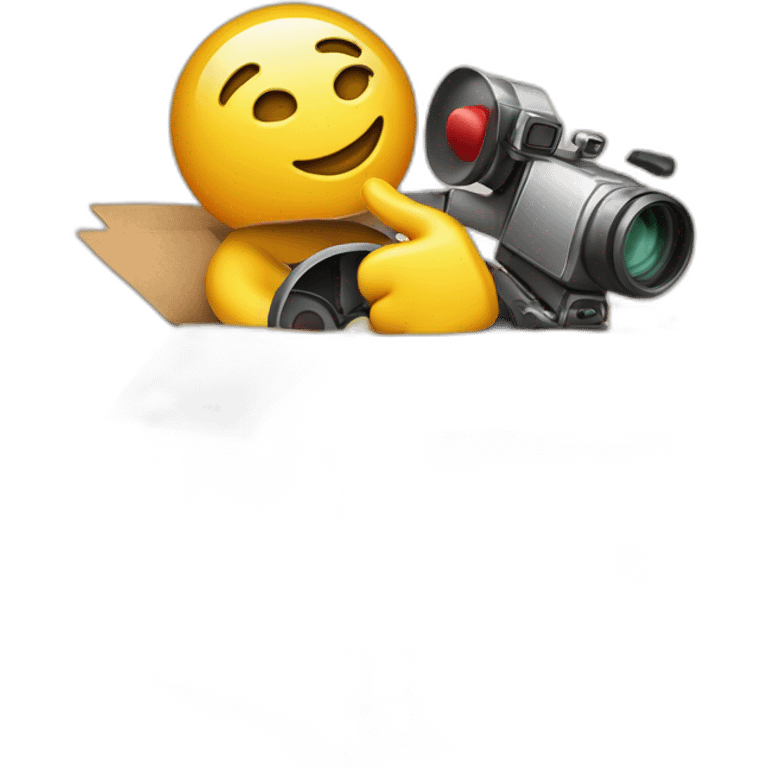 Video icons, movie camera, film, play, logos, likes, thumbs up, marks, views, coverage, applause fly out of a Cardboard box emoji