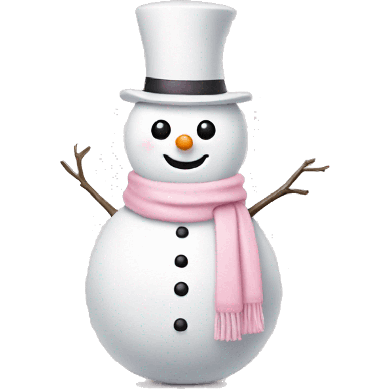 Cute white and light pink snowman emoji