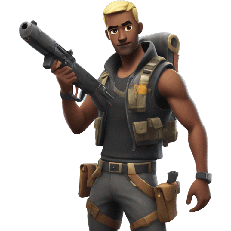 A Fortnite character holding a gun emoji