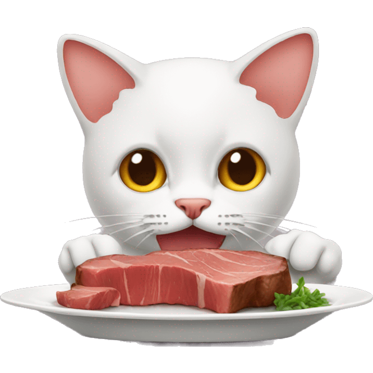 Cat eating steak emoji