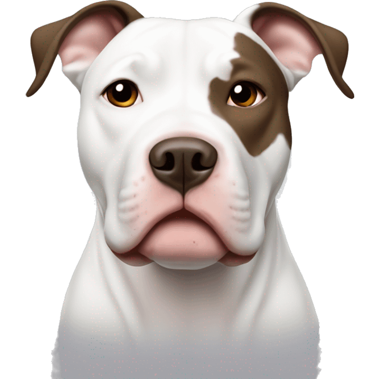 White pit bull with half brown left side of face  emoji