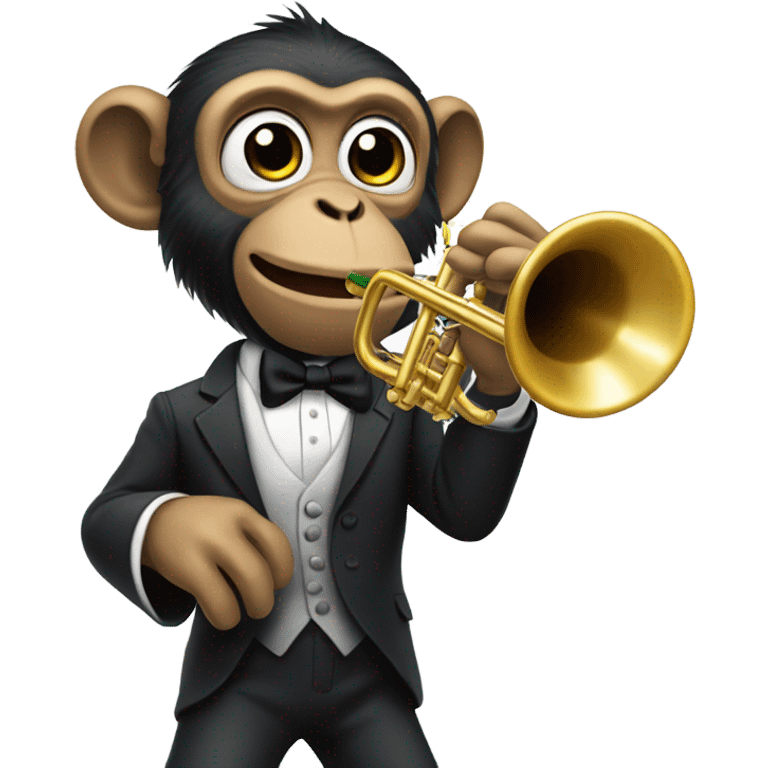 Monkey in a suit playing a trumpet emoji