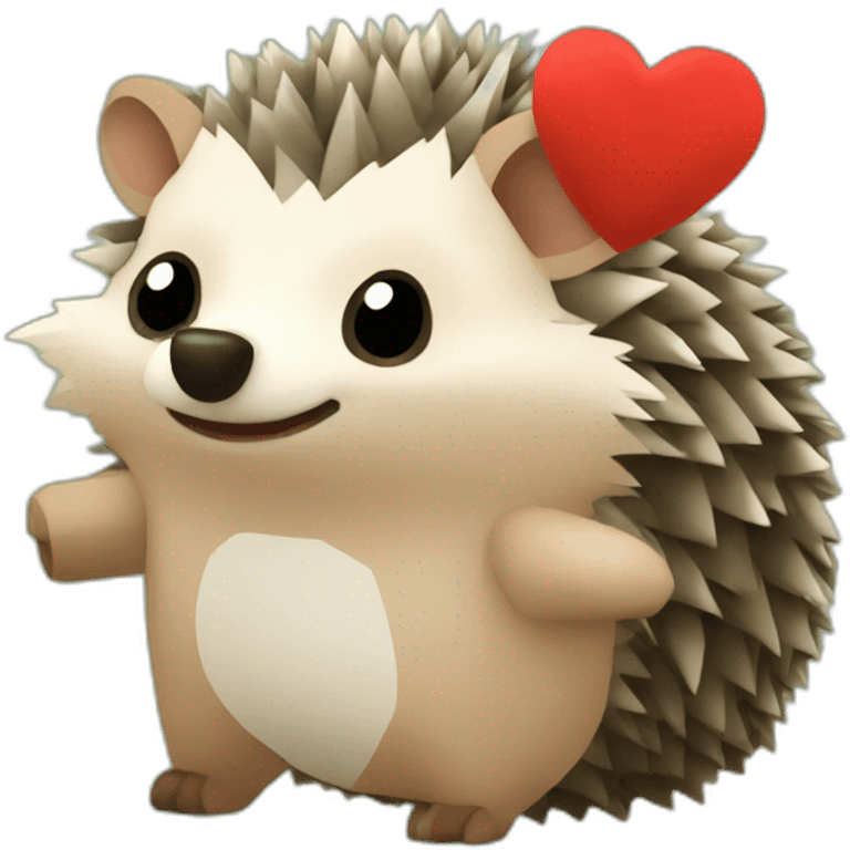 Hedgehog with a heart in Minecraft style emoji