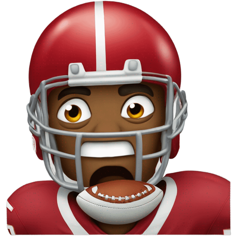 A Tampa bay buccaneer in tears eating a football  emoji