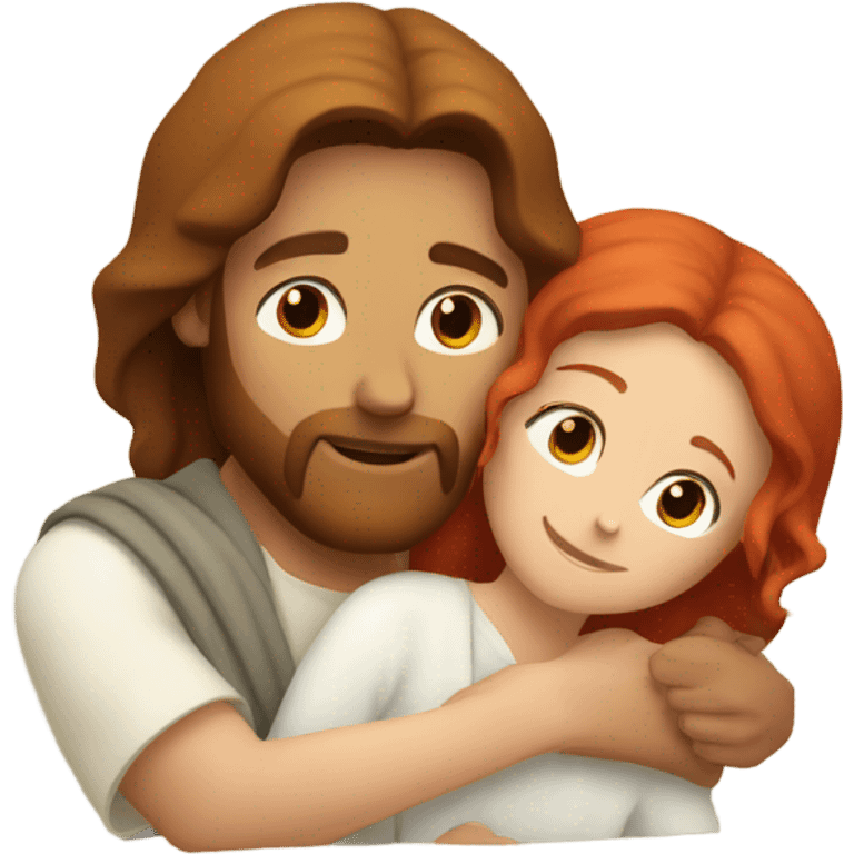 jesus hugging a red haired girl emoji