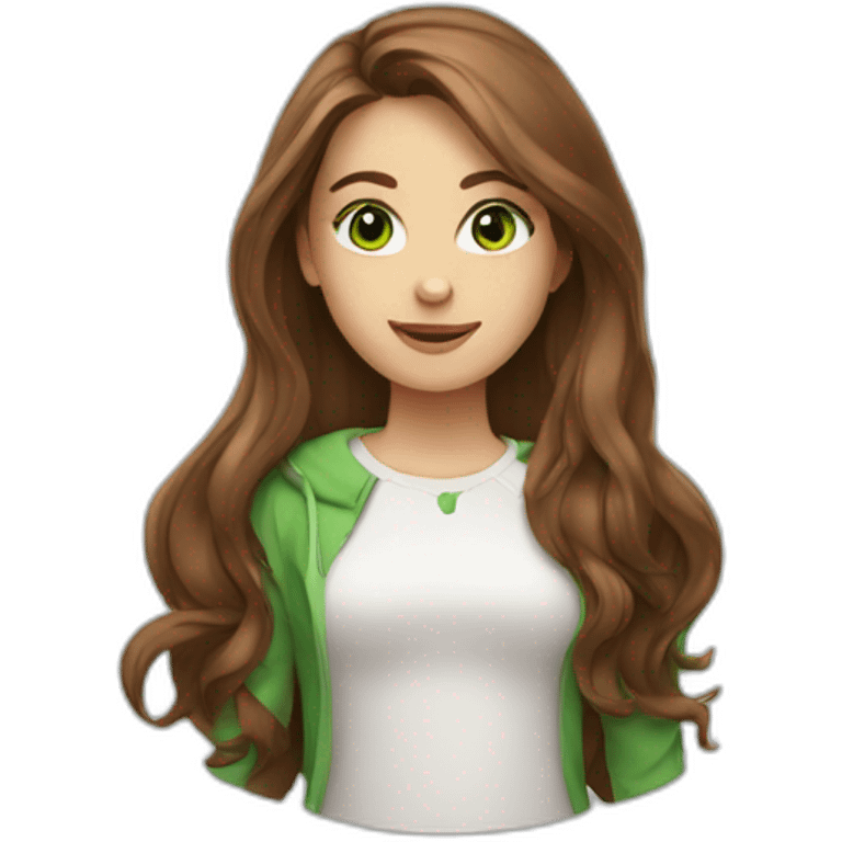 girl, with long brown hair and green eyes emoji