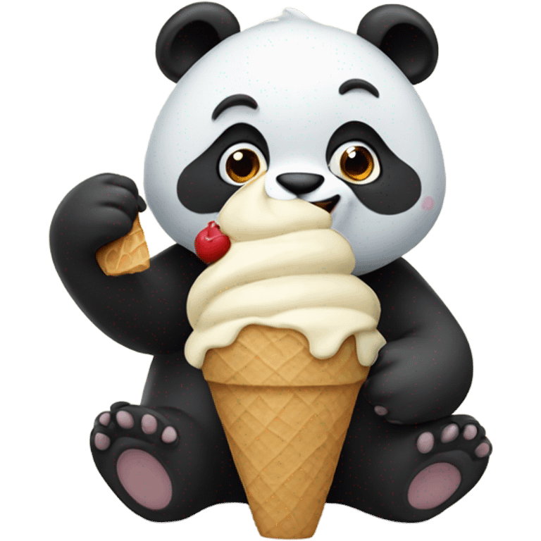 Panda eating ice cream emoji