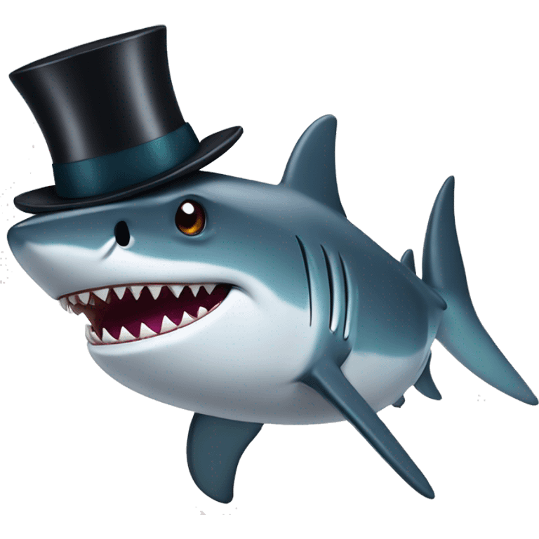 Shark with a top hat emoji