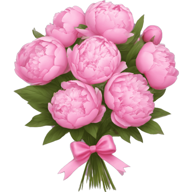 a bouquet of peonies with a little coquette bow emoji