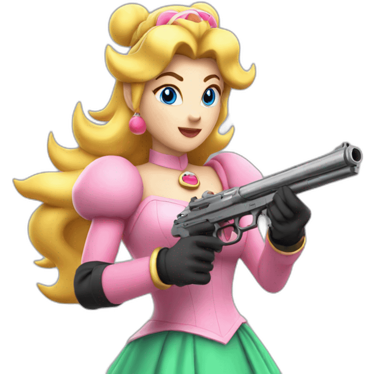 Princess Peach holding a gun emoji