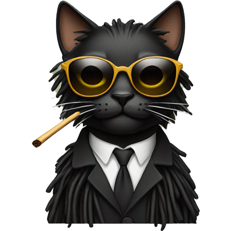 Black cat with dreads smoking and has sunglasses emoji