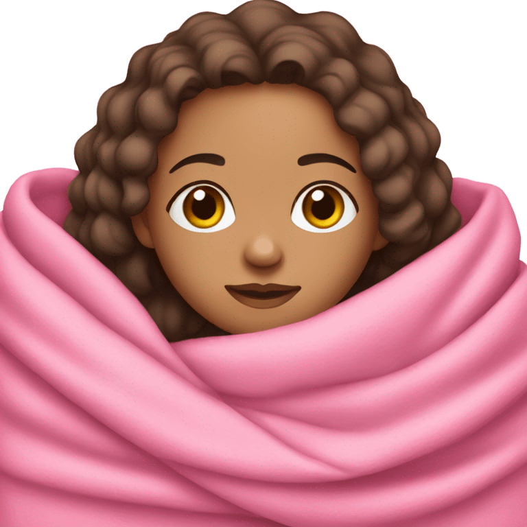 Lightskin girl wrapped in pink blanket emoji