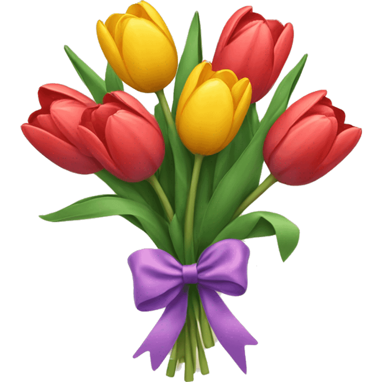 bouquet of tulips tied with a bow  emoji