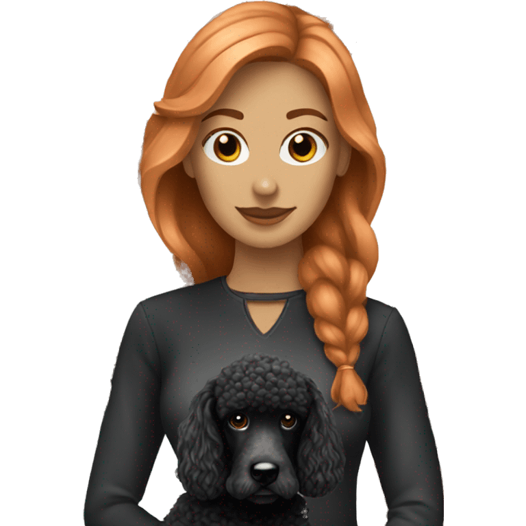 White Red haired woman with black standard poodle emoji