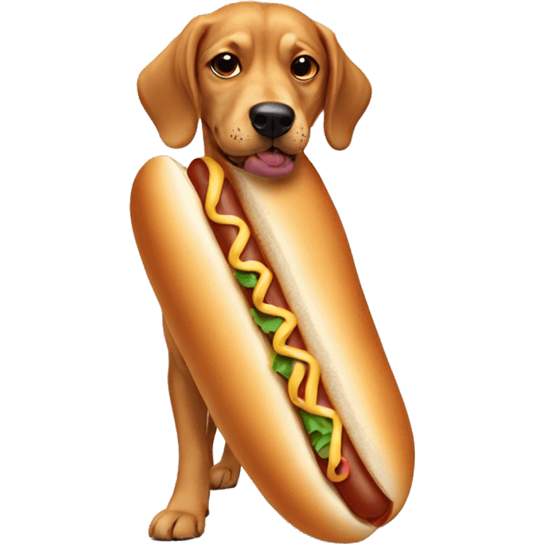 A winer dog in a hot dog bun  emoji