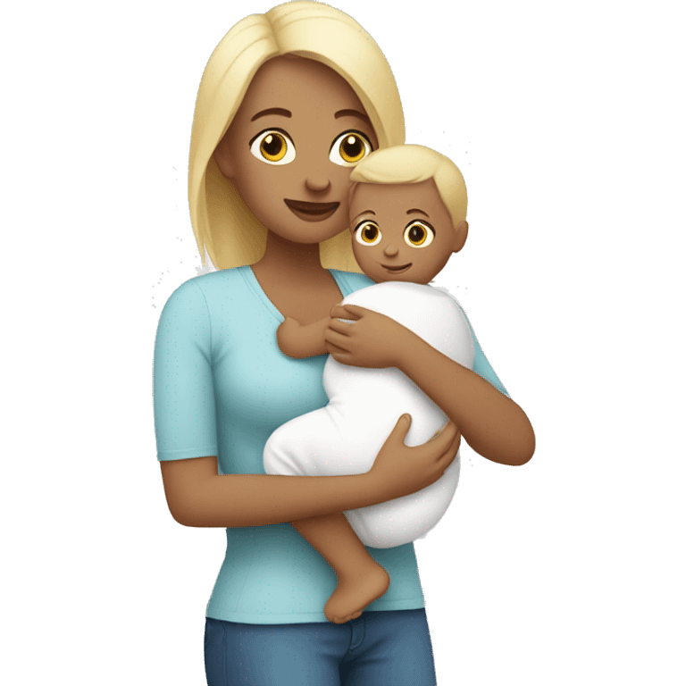 white mom holding little white baby emoji