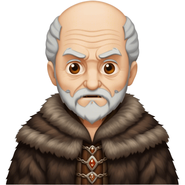 Old man with evil face wear Medieval fur coat emoji